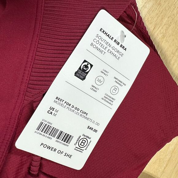 Athleta Exhale Rib Bra Coffeeberry Women's Size Medium D-DD New With Tags - Picture 5 of 9